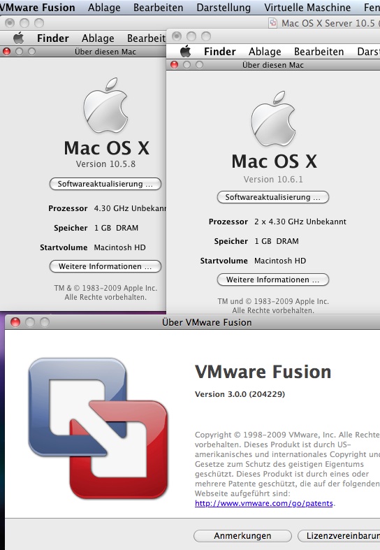 Leopard und Snow Leopard Client unter VMware Fusion 3.0